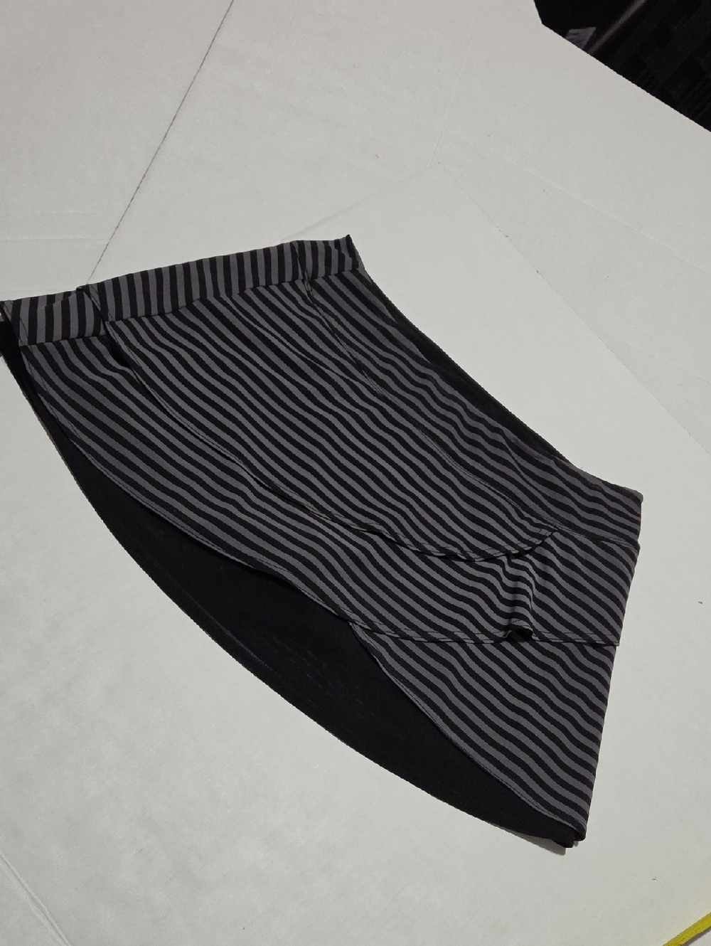 Title Nine Black and Gray Striped Asymmetrical Layered Skirt